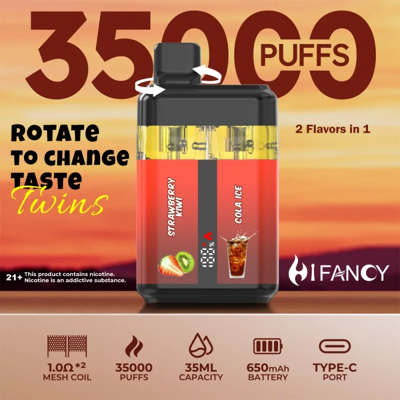 Puff 35k Hifancy 35000 Puffs 2 в 1 Одноразовый вейп-экран для близнецов с умным экраном